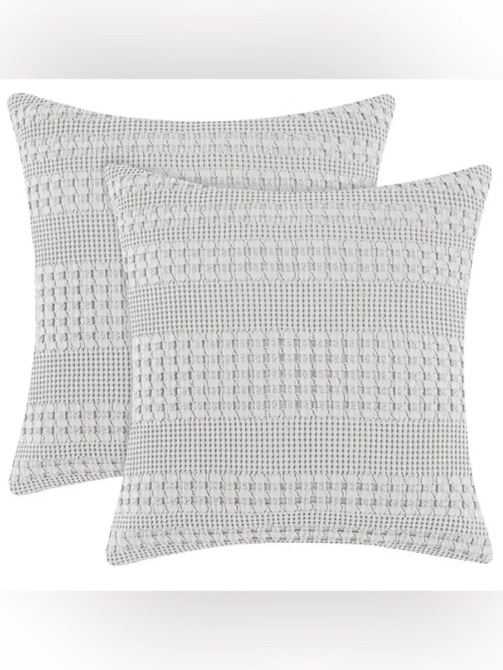 NWTโ- 2 Waffle Knit pillow cases - Light Gray
24x24
